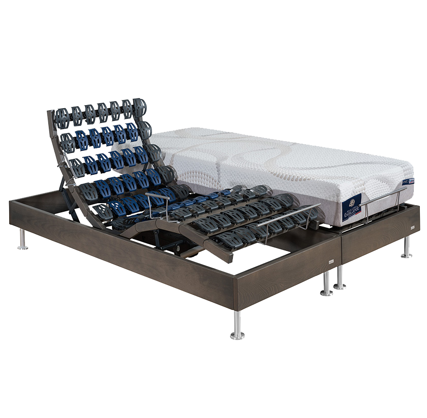 Sommier électrique à plots 2 moteurs FELICITY massif + Matelas mousse à mémoire de forme KINEO