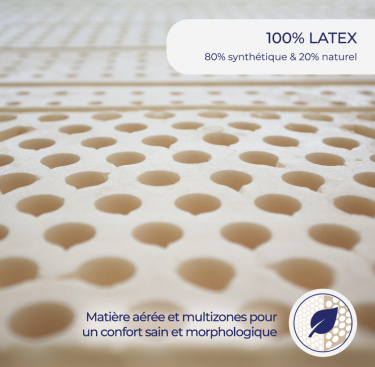 Sommier électrique bois massif ZENEO + Matelas 100% latex LUNIS