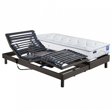 Sommier électrique bois massif ZENEO + Matelas 100% latex LUNIS