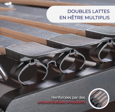 Sommier électrique à lattes bois massif REVISSIMO